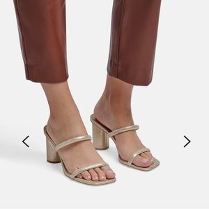 Dolce Vita Noles Gold Metallic Stella Suede Heeled Sandal Size 7